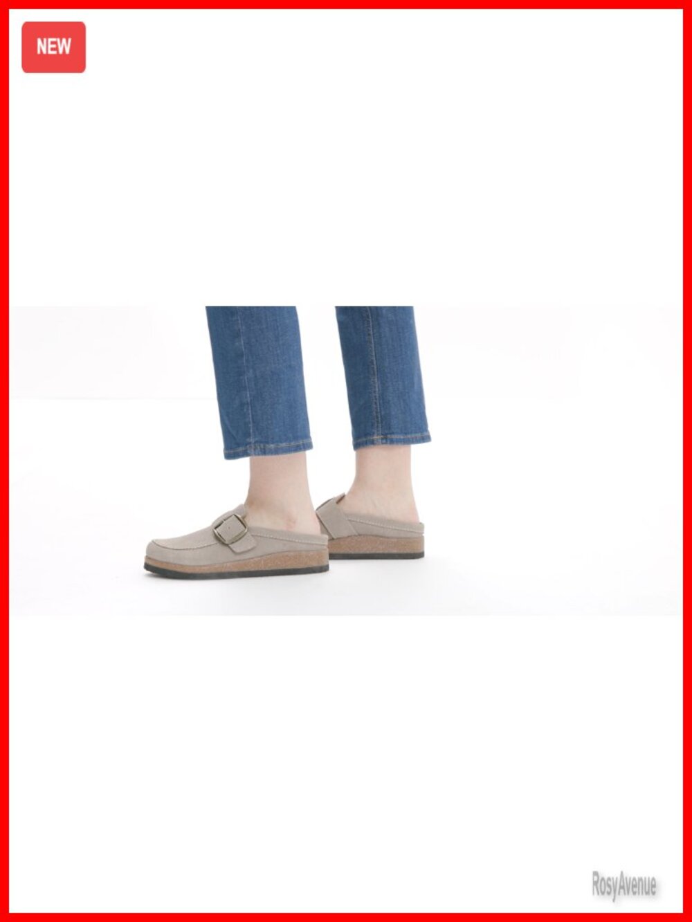 White Mountain Bueno Leather Mule with Buckle and Cork Footbed - Picture 6 of 6